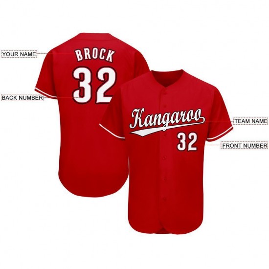 Custom Red White-Black Baseball Jersey Custom Red White-Black Baseball Jersey