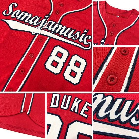 Custom Red White-Black Authentic Baseball Jersey Custom Red White-Black Authentic Baseball Jersey
