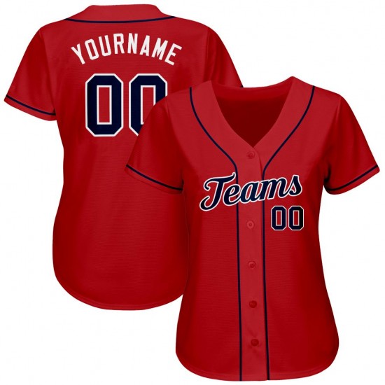 Custom Red Navy-White Authentic Baseball Jersey Custom Red Navy-White Authentic Baseball Jersey