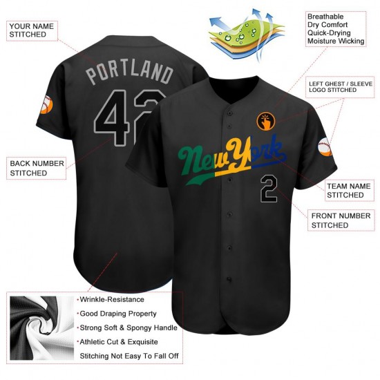 Custom Black Black-Royal Authentic Baseball Jersey Custom Black Black-Royal Authentic Baseball Jersey