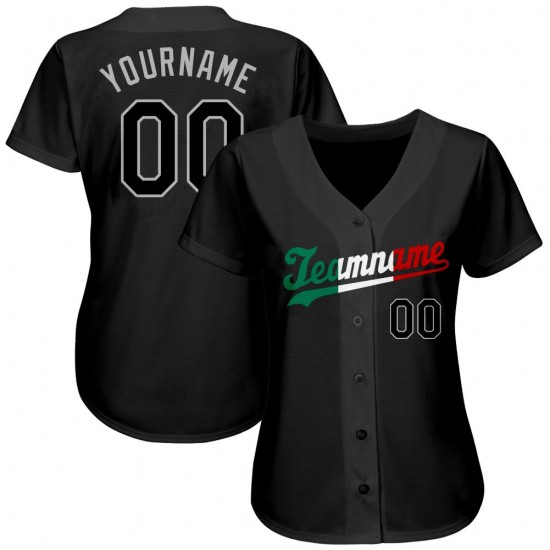 Custom Black Black-Kelly Green Authentic Baseball Jersey Custom Black Black-Kelly Green Authentic Baseball Jersey