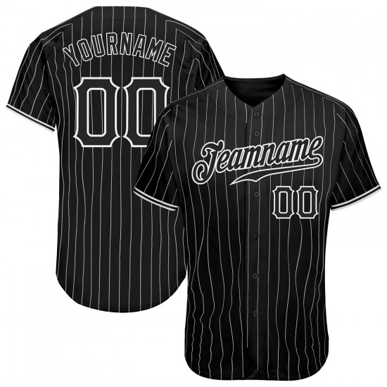 Custom Black White Strip Black-White Authentic Baseball Jersey Custom Black White Strip Black-White Authentic Baseball Jersey