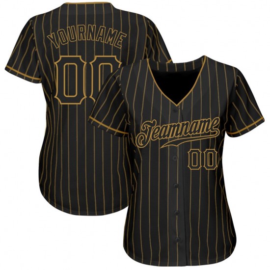 Custom Black Old Gold Strip Black Authentic Baseball Jersey Custom Black Old Gold Strip Black Authentic Baseball Jersey