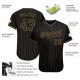 Custom Black Old Gold Strip Black Authentic Baseball Jersey Custom Black Old Gold Strip Black Authentic Baseball Jersey