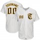 Custom White Brown Strip Brown-Gold Authentic Baseball Jersey Custom White Brown Strip Brown-Gold Authentic Baseball Jersey