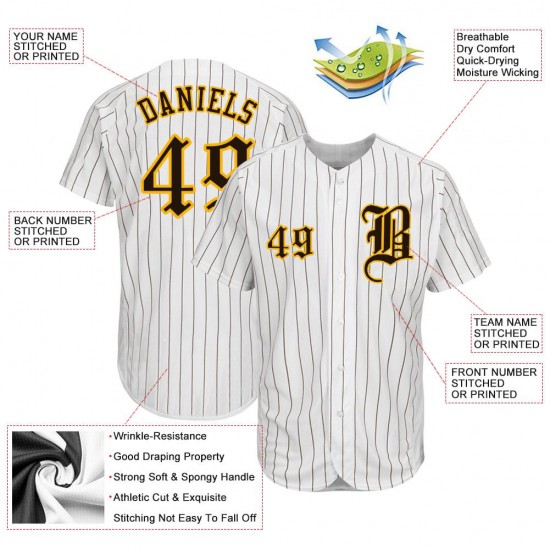 Custom White Brown Strip Brown-Gold Authentic Baseball Jersey Custom White Brown Strip Brown-Gold Authentic Baseball Jersey