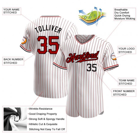 Custom White Red Strip Red-Black Authentic Baseball Jersey Custom White Red Strip Red-Black Authentic Baseball Jersey