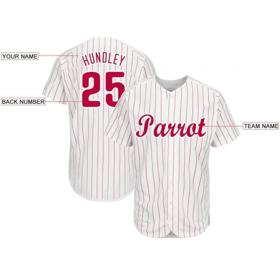 Custom White Red Strip Red-White Baseball Jersey Custom White Red Strip Red-White Baseball Jersey