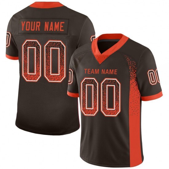 Custom Brown Orange-White Mesh Drift Fashion Football Jersey Custom Brown Orange-White Mesh Drift Fashion Football Jersey