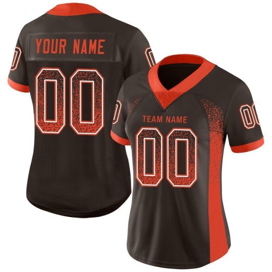 Custom Brown Orange-White Mesh Drift Fashion Football Jersey Custom Brown Orange-White Mesh Drift Fashion Football Jersey