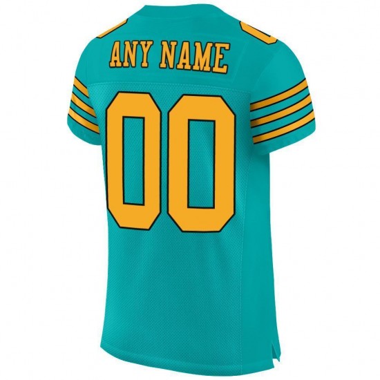 Custom Aqua Gold-Black Mesh Authentic Football Jersey Custom Aqua Gold-Black Mesh Authentic Football Jersey