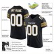 Custom Black White-Old Gold Mesh Authentic Football Jersey Custom Black White-Old Gold Mesh Authentic Football Jersey