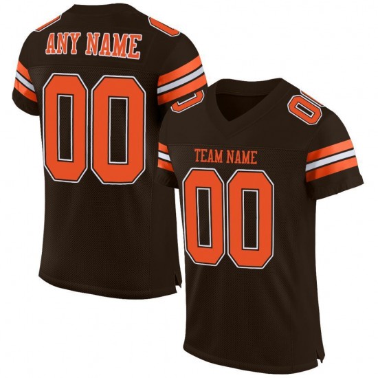 Custom Brown Orange-White Mesh Authentic Football Jersey Custom Brown Orange-White Mesh Authentic Football Jersey