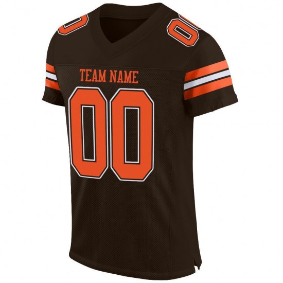 Custom Brown Orange-White Mesh Authentic Football Jersey Custom Brown Orange-White Mesh Authentic Football Jersey