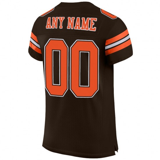 Custom Brown Orange-White Mesh Authentic Football Jersey Custom Brown Orange-White Mesh Authentic Football Jersey