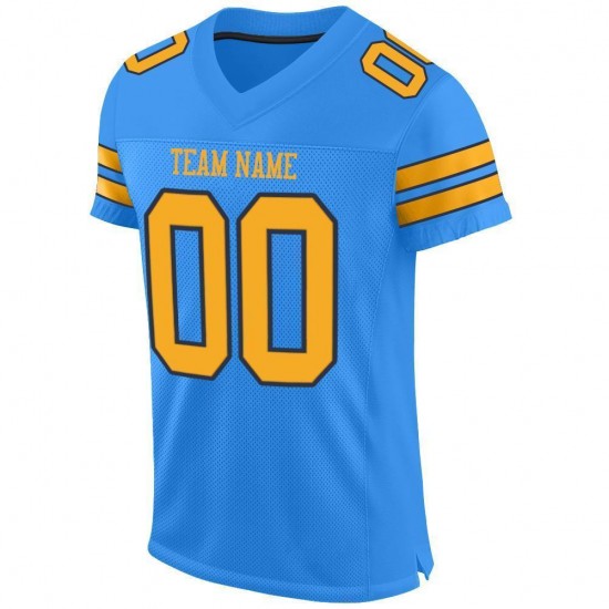 Custom Powder Blue Gold-Navy Mesh Authentic Football Jersey Custom Powder Blue Gold-Navy Mesh Authentic Football Jersey
