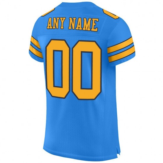Custom Powder Blue Gold-Navy Mesh Authentic Football Jersey Custom Powder Blue Gold-Navy Mesh Authentic Football Jersey