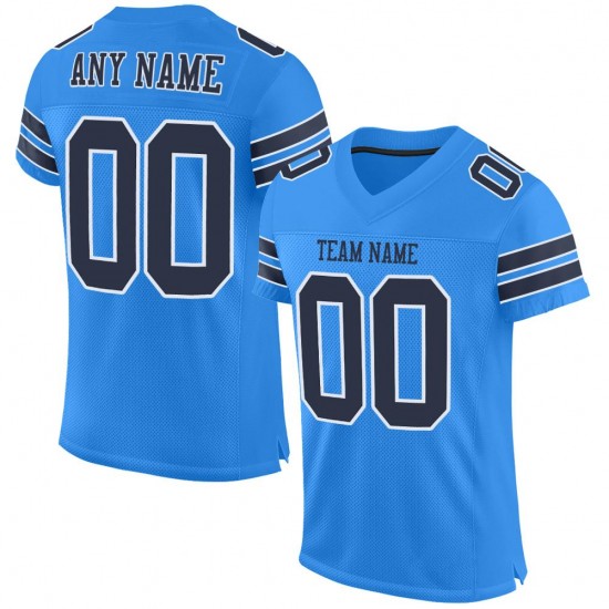 Custom Powder Blue Navy-White Mesh Authentic Football Jersey Custom Powder Blue Navy-White Mesh Authentic Football Jersey