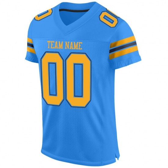 Custom Powder Blue Gold-Navy Mesh Authentic Football Jersey Custom Powder Blue Gold-Navy Mesh Authentic Football Jersey