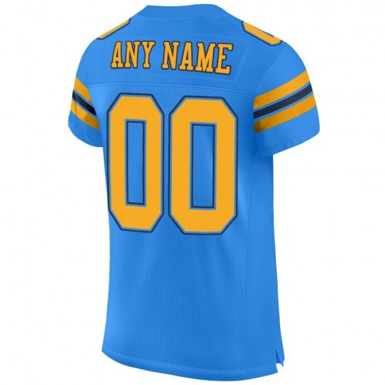Custom Powder Blue Gold-Navy Mesh Authentic Football Jersey Custom Powder Blue Gold-Navy Mesh Authentic Football Jersey