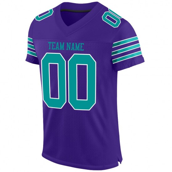 Custom Purple Aqua-White Mesh Authentic Football Jersey Custom Purple Aqua-White Mesh Authentic Football Jersey