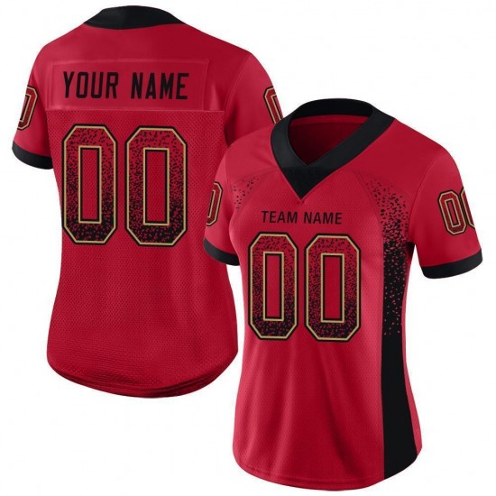 Custom Red Black-Old Gold Mesh Drift Fashion Football Jersey Custom Red Black-Old Gold Mesh Drift Fashion Football Jersey