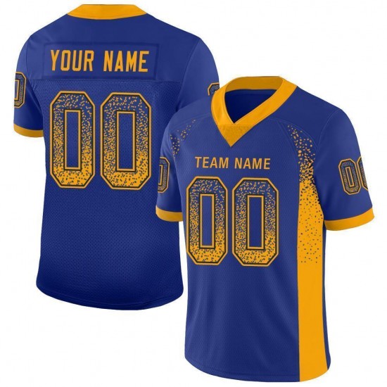 Custom Royal Gold-Navy Mesh Drift Fashion Football Jersey Custom Royal Gold-Navy Mesh Drift Fashion Football Jersey