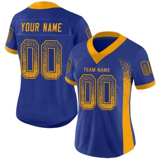Custom Royal Gold-Navy Mesh Drift Fashion Football Jersey Custom Royal Gold-Navy Mesh Drift Fashion Football Jersey