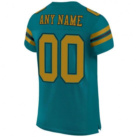 Custom Teal Old Gold-Black Mesh Authentic Football Jersey Custom Teal Old Gold-Black Mesh Authentic Football Jersey