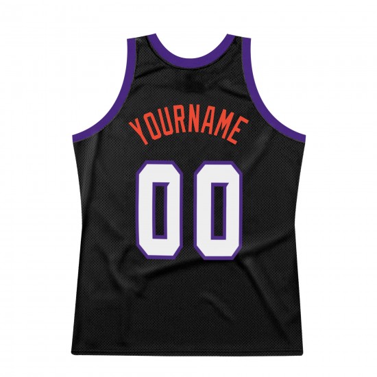 Custom Black White-Purple Authentic Throwback Basketball Jersey Custom Black White-Purple Authentic Throwback Basketball Jersey