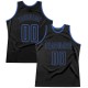 Custom Black Black-Blue Authentic Throwback Basketball Jersey Custom Black Black-Blue Authentic Throwback Basketball Jersey
