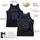 Custom Black Black-Blue Authentic Throwback Basketball Jersey Custom Black Black-Blue Authentic Throwback Basketball Jersey