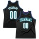 Custom Black White-Teal Authentic Throwback Basketball Jersey Custom Black White-Teal Authentic Throwback Basketball Jersey