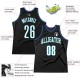 Custom Black White-Teal Authentic Throwback Basketball Jersey Custom Black White-Teal Authentic Throwback Basketball Jersey