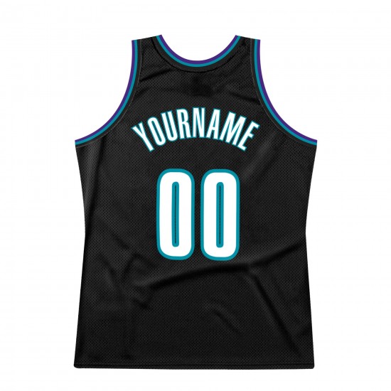 Custom Black White-Teal Authentic Throwback Basketball Jersey Custom Black White-Teal Authentic Throwback Basketball Jersey