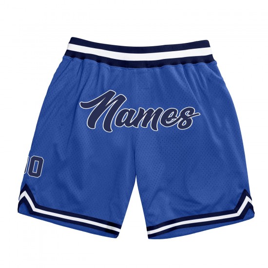 Custom Blue Navy-White Authentic Throwback Basketball Shorts Custom Blue Navy-White Authentic Throwback Basketball Shorts