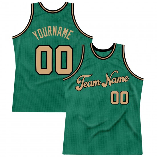 Custom Kelly Green Old Gold-Black Authentic Throwback Basketball Jersey Custom Kelly Green Old Gold-Black Authentic Throwback Basketball Jersey