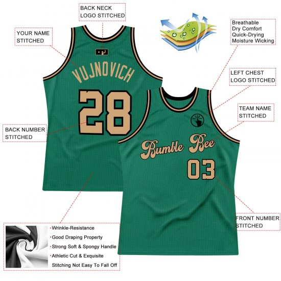 Custom Kelly Green Old Gold-Black Authentic Throwback Basketball Jersey Custom Kelly Green Old Gold-Black Authentic Throwback Basketball Jersey
