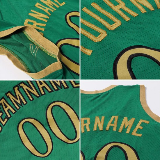 Custom Kelly Green Old Gold-Black Authentic Throwback Basketball Jersey Custom Kelly Green Old Gold-Black Authentic Throwback Basketball Jersey
