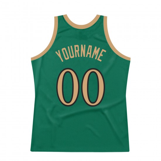 Custom Kelly Green Old Gold-Black Authentic Throwback Basketball Jersey Custom Kelly Green Old Gold-Black Authentic Throwback Basketball Jersey