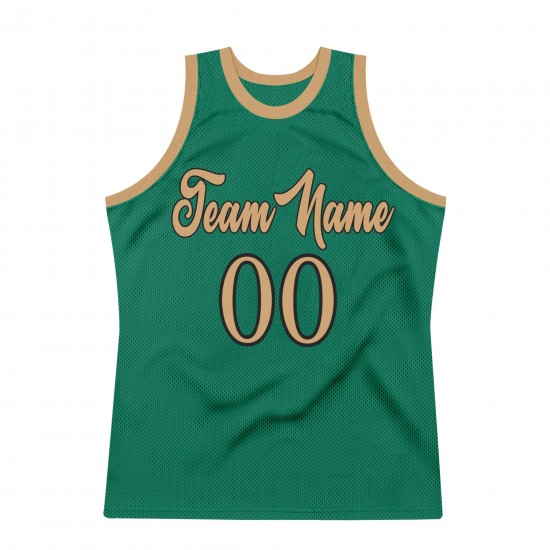 Custom Kelly Green Old Gold-Black Authentic Throwback Basketball Jersey Custom Kelly Green Old Gold-Black Authentic Throwback Basketball Jersey