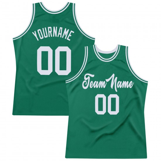 Custom Kelly Green White Authentic Throwback Basketball Jersey Custom Kelly Green White Authentic Throwback Basketball Jersey