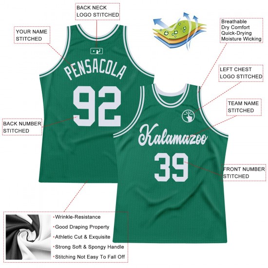 Custom Kelly Green White Authentic Throwback Basketball Jersey Custom Kelly Green White Authentic Throwback Basketball Jersey