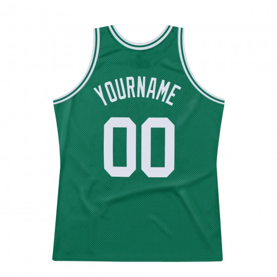 Custom Kelly Green White Authentic Throwback Basketball Jersey Custom Kelly Green White Authentic Throwback Basketball Jersey