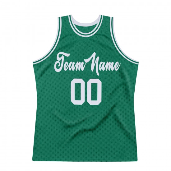 Custom Kelly Green White Authentic Throwback Basketball Jersey Custom Kelly Green White Authentic Throwback Basketball Jersey