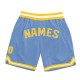 Custom Light Blue Gold-White Authentic Throwback Basketball Shorts Custom Light Blue Gold-White Authentic Throwback Basketball Shorts