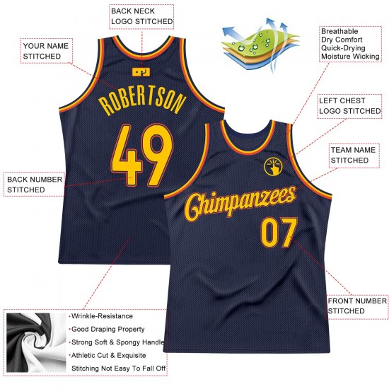 Custom Navy Gold-Orange Authentic Throwback Basketball Jersey Custom Navy Gold-Orange Authentic Throwback Basketball Jersey