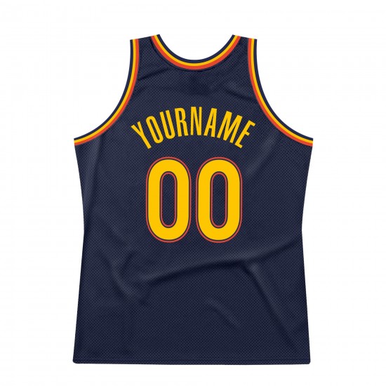 Custom Navy Gold-Orange Authentic Throwback Basketball Jersey Custom Navy Gold-Orange Authentic Throwback Basketball Jersey