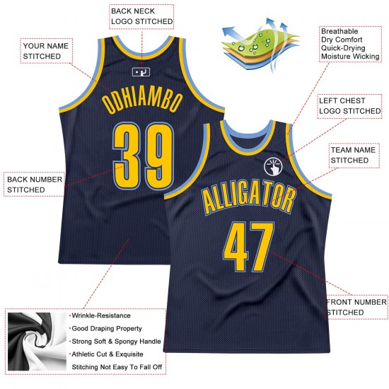 Custom Navy Gold-Light Blue Authentic Throwback Basketball Jersey Custom Navy Gold-Light Blue Authentic Throwback Basketball Jersey