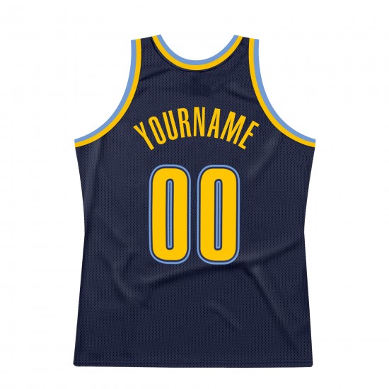 Custom Navy Gold-Light Blue Authentic Throwback Basketball Jersey Custom Navy Gold-Light Blue Authentic Throwback Basketball Jersey